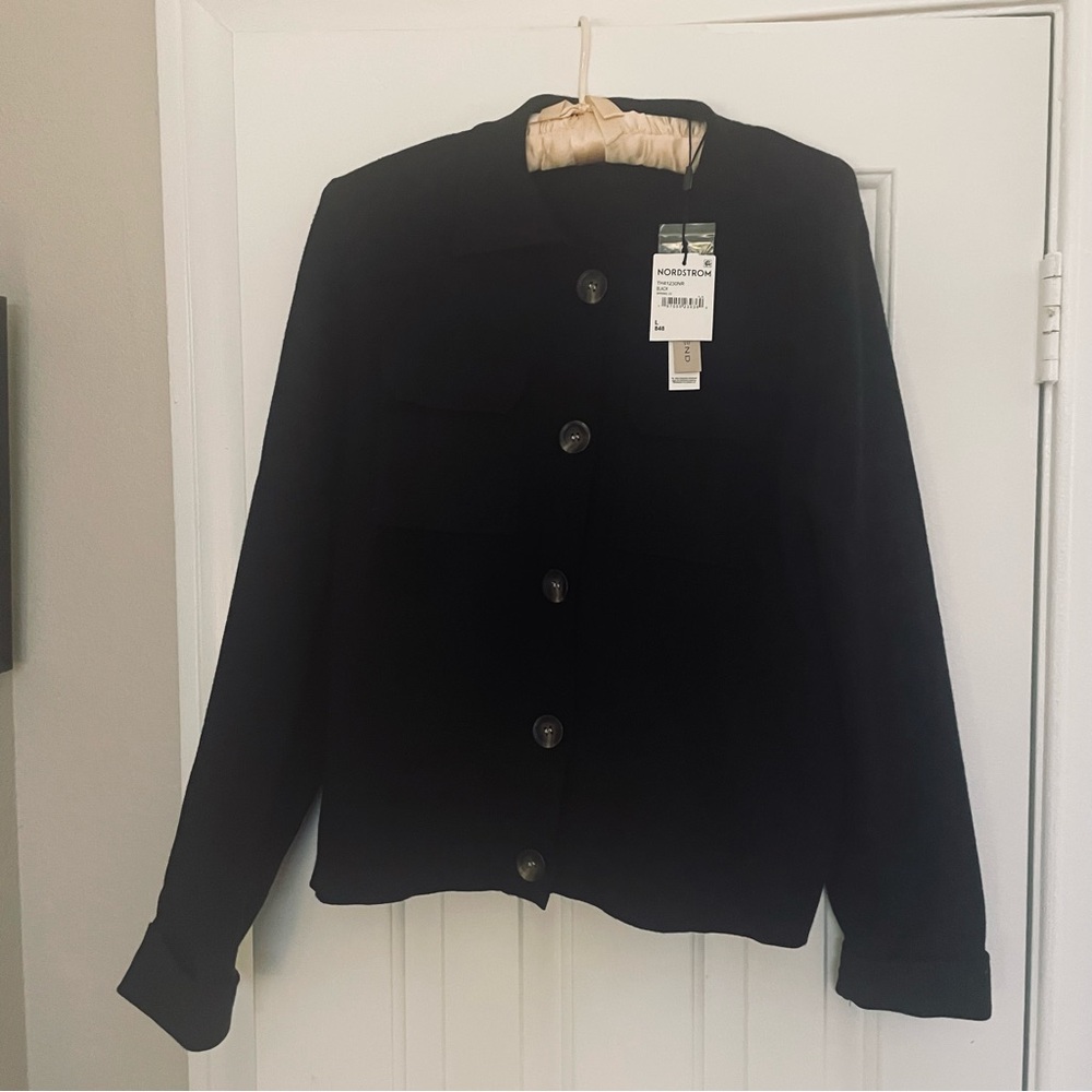 Black Tahari cardigan from Nordstrom